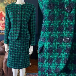 Two piece vintage wool skirt suit